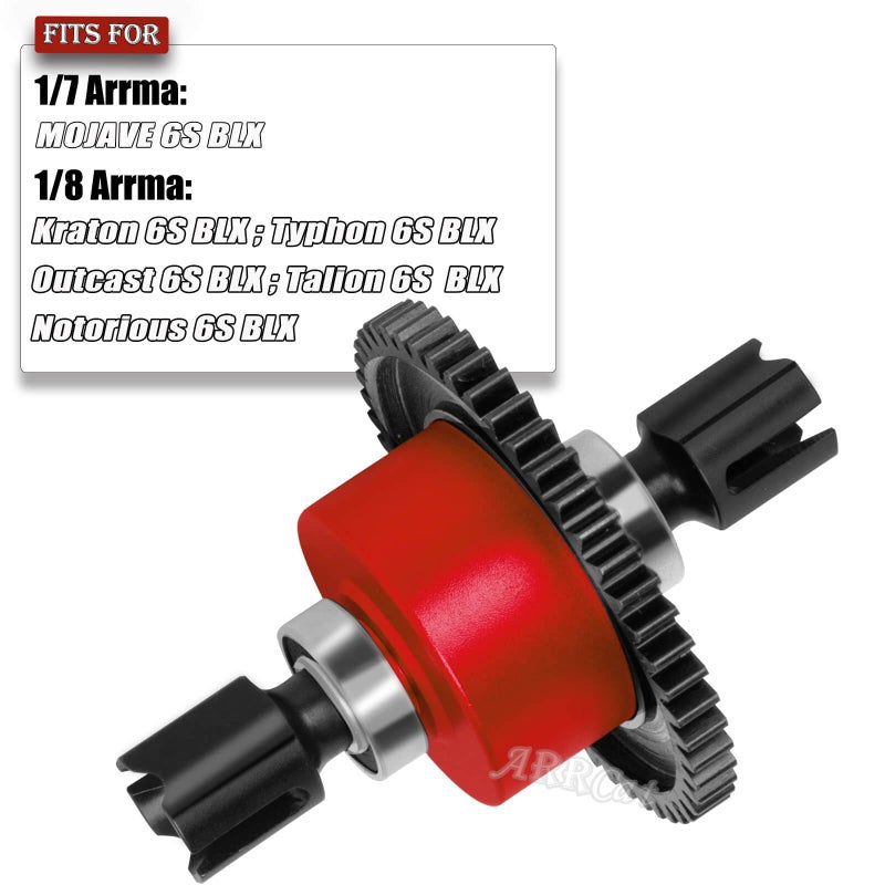 ARRCat 50T Center Differential Upgrades Part for Arrma 1/7 Felony Fireteam Infraction Mojave 6S, 1/8 Kraton Notorious Outcast Talion Typhon 6S,ARRCat Steel #45 Center Diff Hop Ups,Red - Image 2